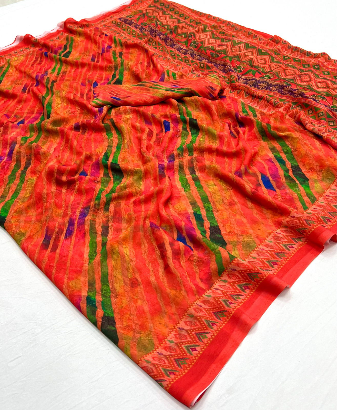 SRC Sanjawani Georgette Printed Non Catalog Sarees Wholesale Price In Surat
